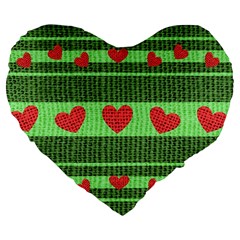 Fabric Christmas Hearts Texture Large 19  Premium Heart Shape Cushions by Nexatart