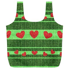 Fabric Christmas Hearts Texture Full Print Recycle Bags (l)  by Nexatart