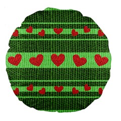 Fabric Christmas Hearts Texture Large 18  Premium Flano Round Cushions by Nexatart