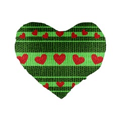 Fabric Christmas Hearts Texture Standard 16  Premium Flano Heart Shape Cushions by Nexatart