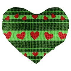 Fabric Christmas Hearts Texture Large 19  Premium Flano Heart Shape Cushions by Nexatart