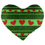 Fabric Christmas Hearts Texture Large 19  Premium Flano Heart Shape Cushions Front