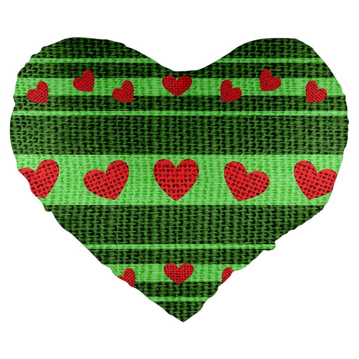 Fabric Christmas Hearts Texture Large 19  Premium Flano Heart Shape Cushions