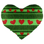 Fabric Christmas Hearts Texture Large 19  Premium Flano Heart Shape Cushions Back