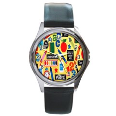 Fabric Cloth Textile Clothing Round Metal Watch by Nexatart