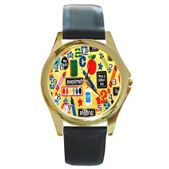 Fabric Cloth Textile Clothing Round Gold Metal Watch by Nexatart