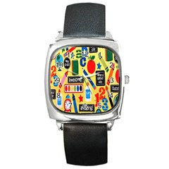 Fabric Cloth Textile Clothing Square Metal Watch by Nexatart