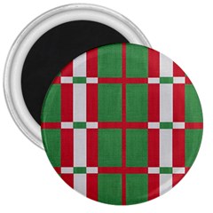 Fabric Green Grey Red Pattern 3  Magnets by Nexatart