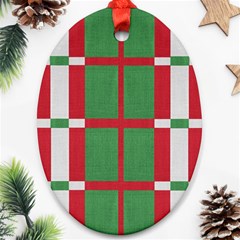 Fabric Green Grey Red Pattern Ornament (oval)