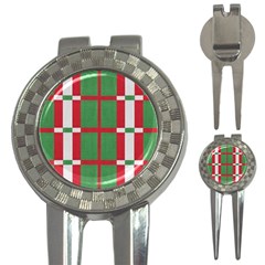 Fabric Green Grey Red Pattern 3-in-1 Golf Divots by Nexatart