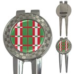 Fabric Green Grey Red Pattern 3-in-1 Golf Divots Front