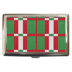 Fabric Green Grey Red Pattern Cigarette Money Cases by Nexatart