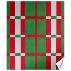 Fabric Green Grey Red Pattern Canvas 8  X 10  by Nexatart