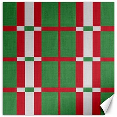 Fabric Green Grey Red Pattern Canvas 16  X 16   by Nexatart