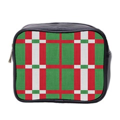 Fabric Green Grey Red Pattern Mini Toiletries Bag 2-side by Nexatart