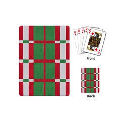 Fabric Green Grey Red Pattern Playing Cards (mini)  by Nexatart