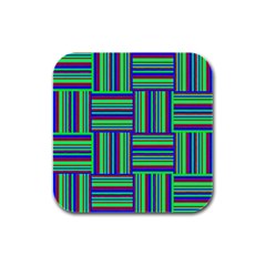 Fabric Pattern Design Cloth Stripe Rubber Square Coaster (4 Pack)  by Nexatart