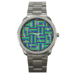 Fabric Pattern Design Cloth Stripe Sport Metal Watch by Nexatart