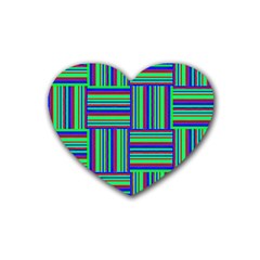 Fabric Pattern Design Cloth Stripe Heart Coaster (4 Pack)  by Nexatart