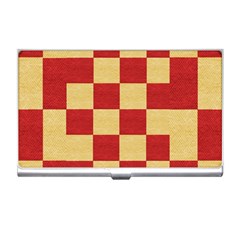 Fabric Geometric Red Gold Block Business Card Holders by Nexatart