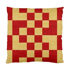 Fabric Geometric Red Gold Block Standard Cushion Case (one Side) by Nexatart