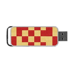 Fabric Geometric Red Gold Block Portable Usb Flash (one Side) by Nexatart