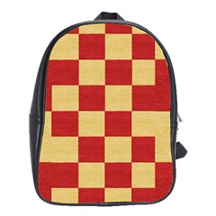 Fabric Geometric Red Gold Block School Bags (xl)  by Nexatart