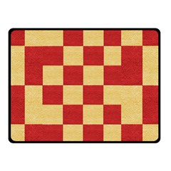 Fabric Geometric Red Gold Block Double Sided Fleece Blanket (small)  by Nexatart