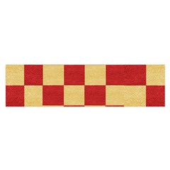 Fabric Geometric Red Gold Block Satin Scarf (oblong) by Nexatart