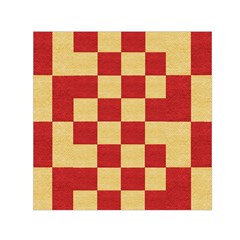 Fabric Geometric Red Gold Block Small Satin Scarf (square) by Nexatart