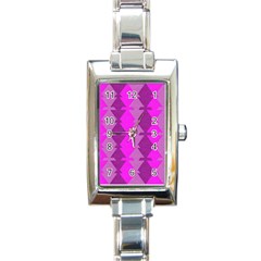 Fabric Textile Design Purple Pink Rectangle Italian Charm Watch by Nexatart