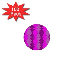 Fabric Textile Design Purple Pink 1  Mini Buttons (100 Pack) 