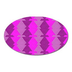 Fabric Textile Design Purple Pink Oval Magnet