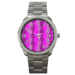 Fabric Textile Design Purple Pink Sport Metal Watch