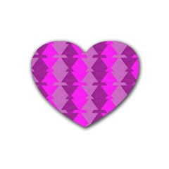 Fabric Textile Design Purple Pink Heart Coaster (4 Pack)  by Nexatart