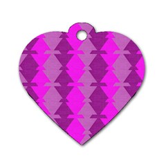 Fabric Textile Design Purple Pink Dog Tag Heart (one Side) by Nexatart