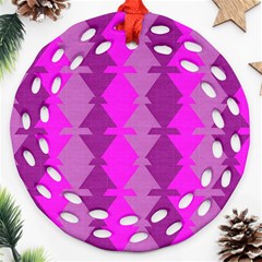 Fabric Textile Design Purple Pink Round Filigree Ornament (two Sides) by Nexatart