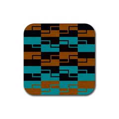 Fabric Textile Texture Gold Aqua Rubber Coaster (square)  by Nexatart