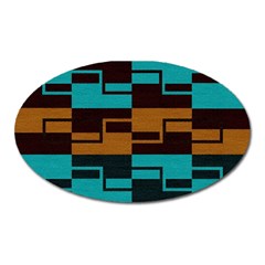 Fabric Textile Texture Gold Aqua Oval Magnet by Nexatart