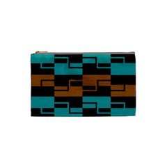 Fabric Textile Texture Gold Aqua Cosmetic Bag (small)  by Nexatart