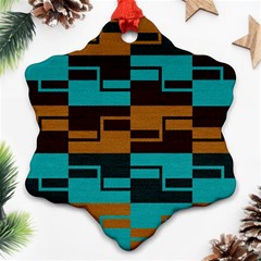 Fabric Textile Texture Gold Aqua Ornament (snowflake) by Nexatart