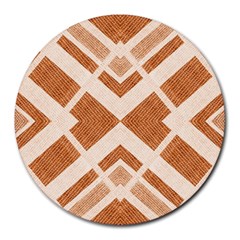 Fabric Textile Tan Beige Geometric Round Mousepads by Nexatart