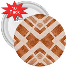 Fabric Textile Tan Beige Geometric 3  Buttons (10 Pack) 