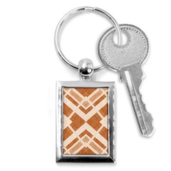 Fabric Textile Tan Beige Geometric Key Chains (rectangle) 