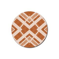 Fabric Textile Tan Beige Geometric Rubber Round Coaster (4 Pack)  by Nexatart