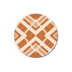 Fabric Textile Tan Beige Geometric Magnet 3  (round)