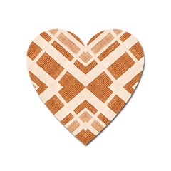 Fabric Textile Tan Beige Geometric Heart Magnet by Nexatart