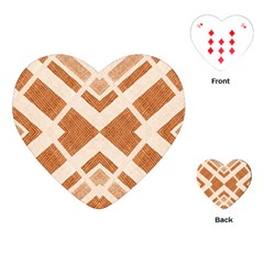 Fabric Textile Tan Beige Geometric Playing Cards (heart)  by Nexatart