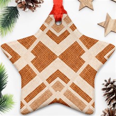 Fabric Textile Tan Beige Geometric Star Ornament (two Sides) by Nexatart