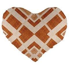 Fabric Textile Tan Beige Geometric Large 19  Premium Heart Shape Cushions by Nexatart